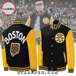 Jim Montgomery Coach Boston Bruins Gold Baseball Jacket