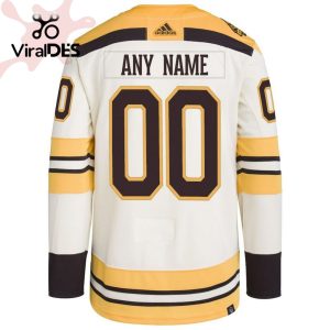 Boston Bruins 100th Anniversary Primegreen Custom Cream Hockey Jersey