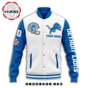 Custom Detroit Lions White Baseball Jacket LIMITED EDITION