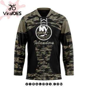 NHL New York Islanders Personalized Camo Hockey Jersey Honoring Veterans