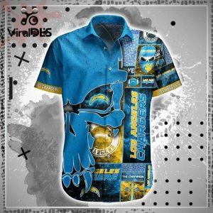 NFL Los Angeles Chargers Blue Punisher Skull Hawaiian Shirt
