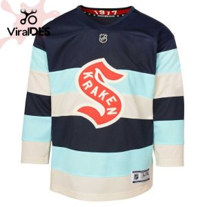 Custom Seattle Kraken Youth 2024 NHL Winter Classic Premier Deep Sea Blue Hockey Jersey