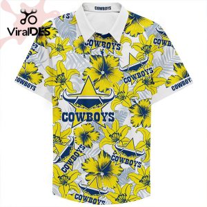 NRL North Queensland Cowboys Custom Text Floral Hawaiian Shirt