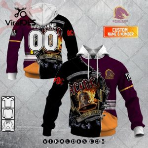 Personalized NRL Brisbane Broncos x AC DC Hoodie