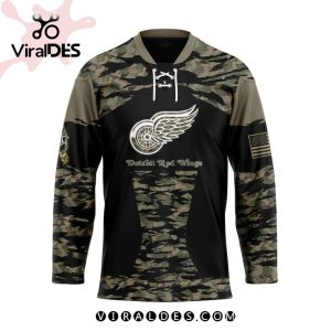 NHL Detroit Red Wings Personalized Camo Hockey Jersey Honoring Veterans