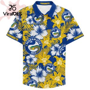 NRL Parramatta Eels Custom Text Floral Hawaiian Shirt