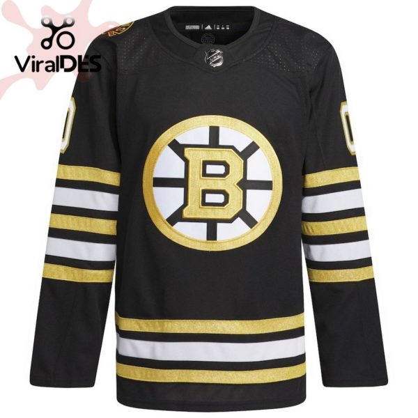 Boston Bruins 100th Anniversary Primegreen Custom Black Hockey Jersey