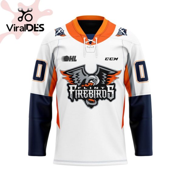 Custom Flint Firebirds Away Hockey Jersey