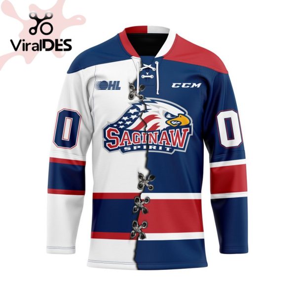 Custom Saginaw Spirit Mix Home And Away Hockey Jersey