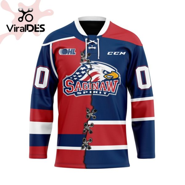 Custom Saginaw Spirit Mix Home And Retro Hockey Jersey