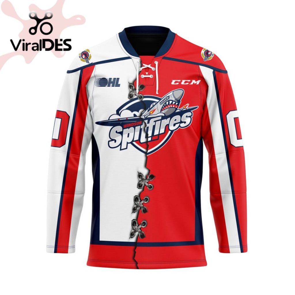 Custom Windsor Spitfires Mix Home And Away Hockey Jersey