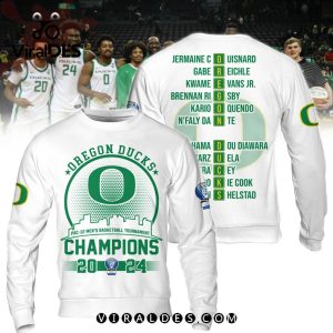 Oregon Ducks Men’s Basketball Champions 2024 White Hoodie