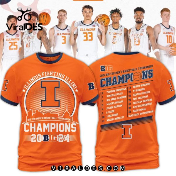 Illinois Fighting Illini 2024 Big Ten Conference Orange Tournament Champions Hoodie