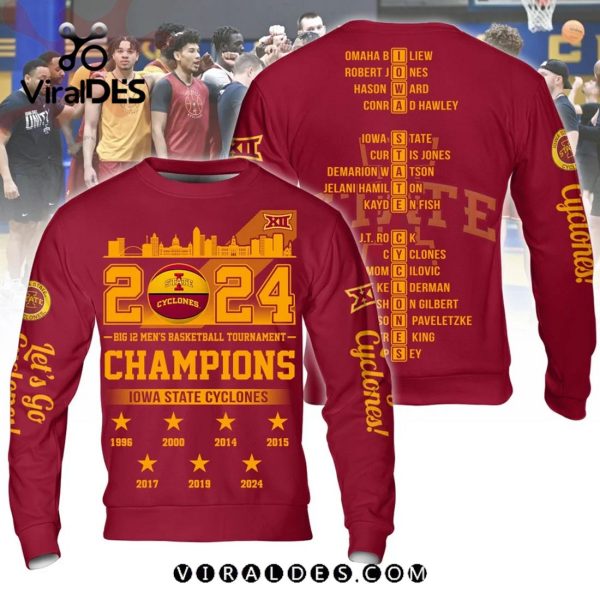 Iowa State Cyclones 2024 Men’s Cardinal Basketball Champions Hoodie