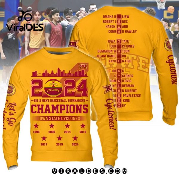 Iowa State Cyclones 2024 Men’s Gold Basketball Champions Hoodie