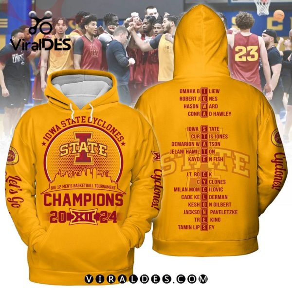 Iowa State Cyclones Men’s Basketball 2024 Champions Gold Hoodie