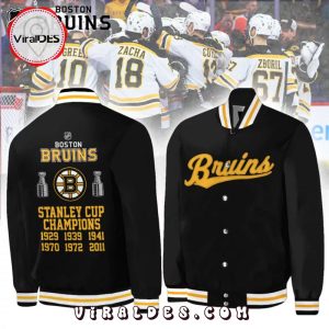 Boston Bruins Celebrating 100 Years Of Boston Bruins Hockey Black Baseball Jacket