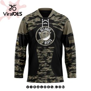 NHL St. Louis Blues Personalized Camo Hockey Jersey Honoring Veterans
