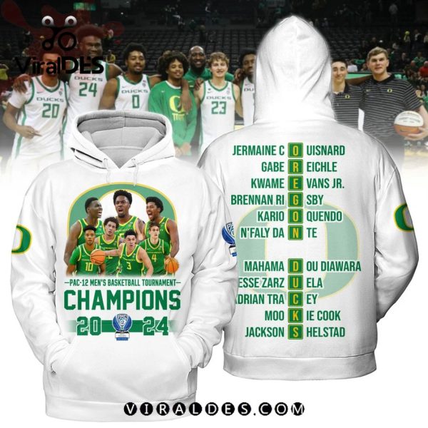 Men’s Basketball Oregon Ducks Go Ducks 2024 Champions White Hoodie