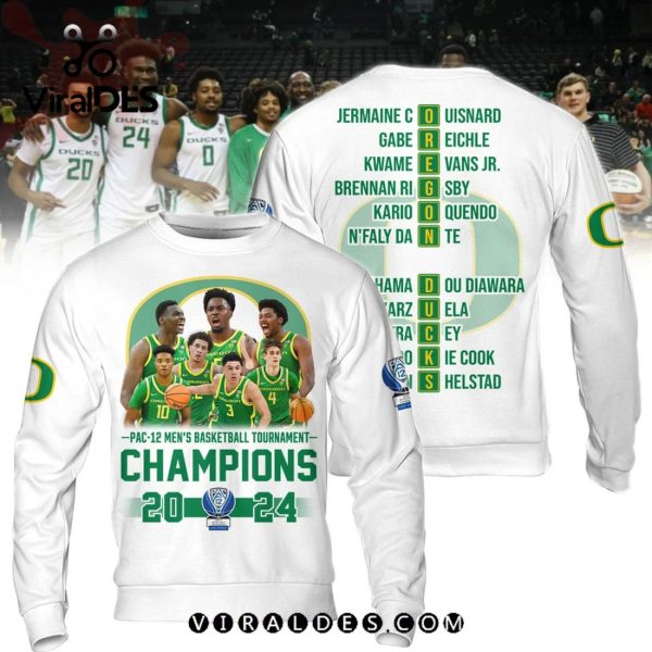 Men’s Basketball Oregon Ducks Go Ducks 2024 Champions White Hoodie