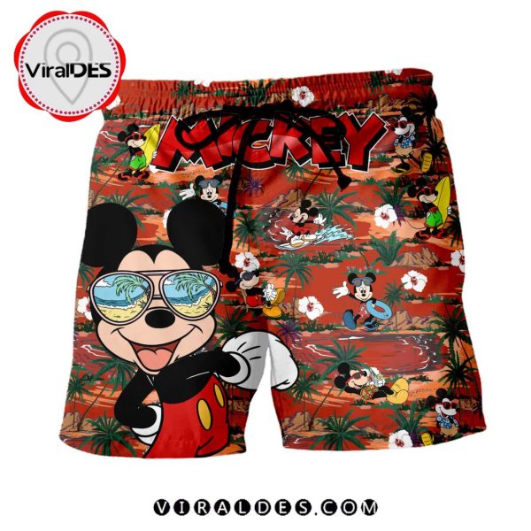 Mickey Mouse Beach Vibes Set Of Unisex Beach Shorts, Flip Flop