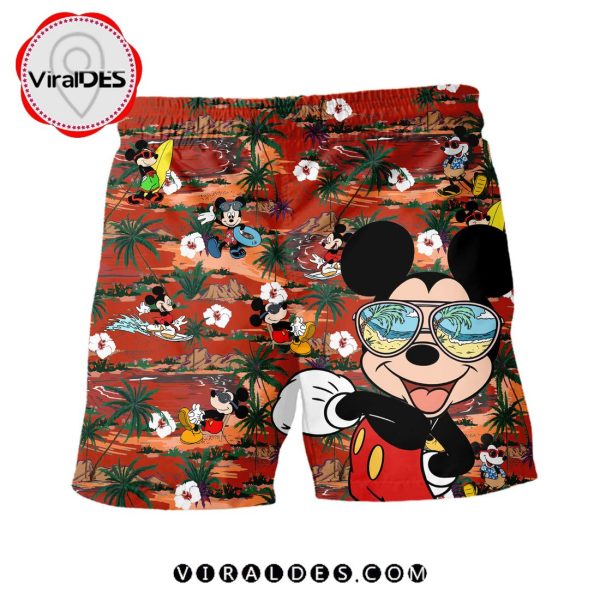 Mickey Mouse Beach Vibes Set Of Unisex Beach Shorts, Flip Flop