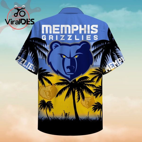 NBA Memphis Grizzlies Blue Yellow Palm Trees Hawaiian Shirt