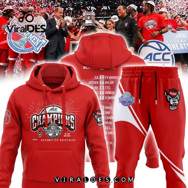 NC State Wolfpack 2024 Acc Championship Red Hoodie, Jogger