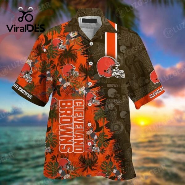 NFL Cleveland Browns Coconut Tree Orange Hawaiian Shirt