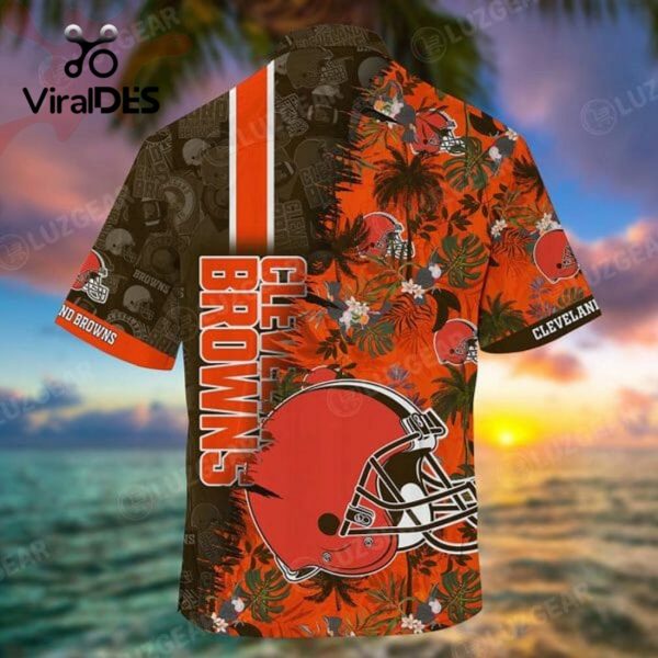 NFL Cleveland Browns Coconut Tree Orange Hawaiian Shirt