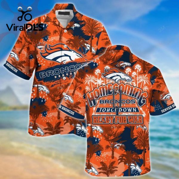NFL Denver Broncos Orange Navy Blue Hawaiian Shirt