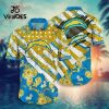 NFL Los Angeles Chargers Gold Flowers Blue Hawaiian Shirt