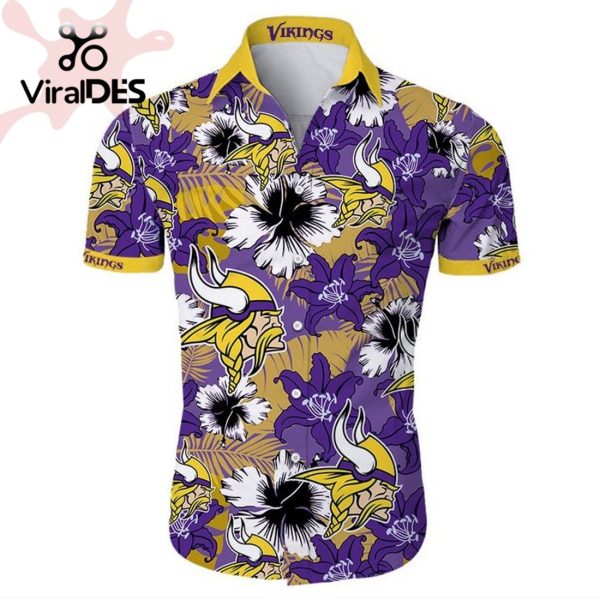 NFL Minnesota Vikings Tropical Flower Purple Yellow Hawaiian Shirt