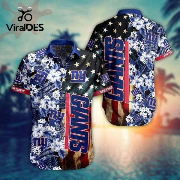 NFL New York Giants America Flag Flowers Hawaiian Shirt