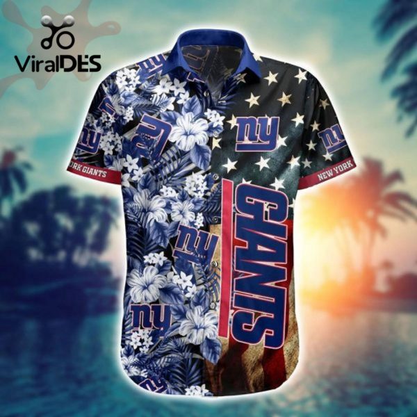 NFL New York Giants America Flag Flowers Hawaiian Shirt