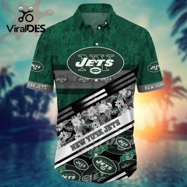 NFL New York Jets Flowers Green Hawaiian Shirt