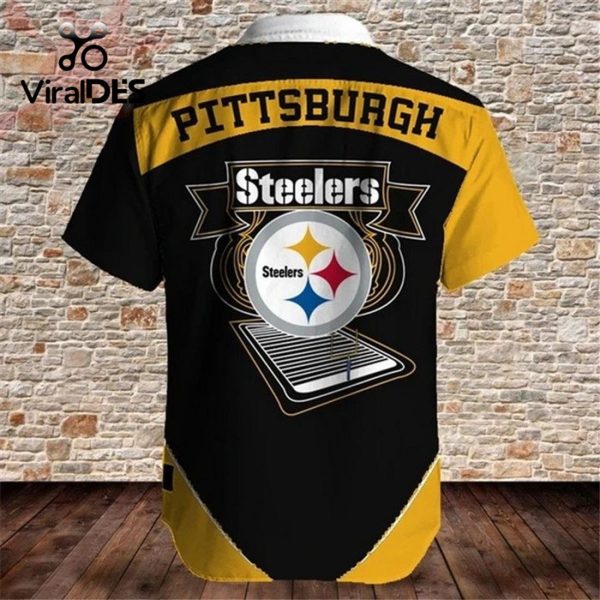 NFL Pittsburgh Steelers Black Yellow Ball Hawaiian Shirt