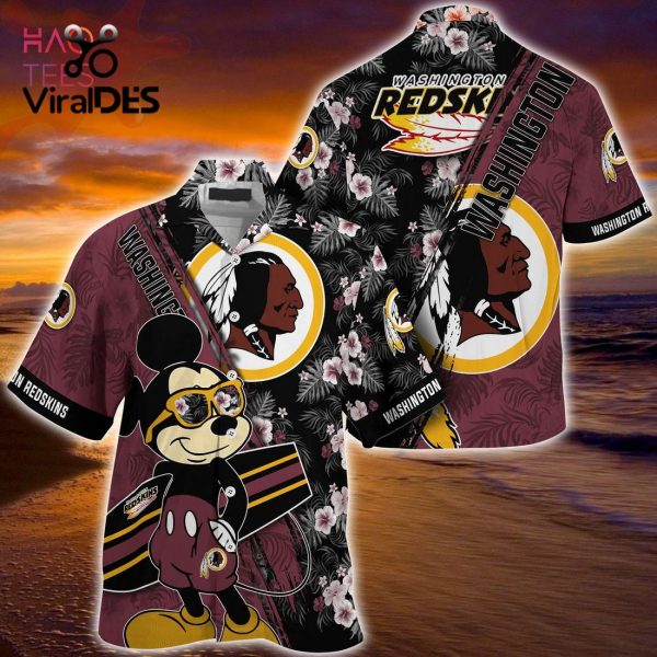 NFL Washington Redskins Mickey And Floral Summer Hawaiian Shirt