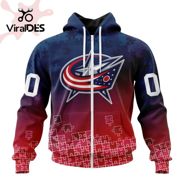 NHL Columbus Blue Jackets Special Autism Awareness Design Hoodie