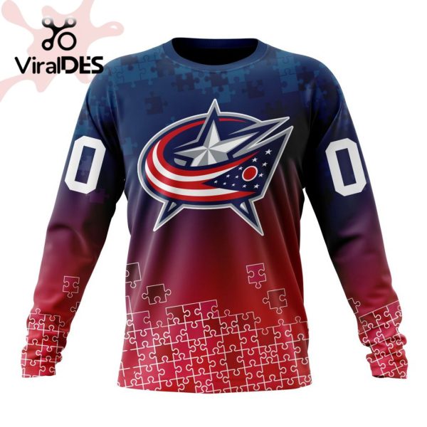 NHL Columbus Blue Jackets Special Autism Awareness Design Hoodie