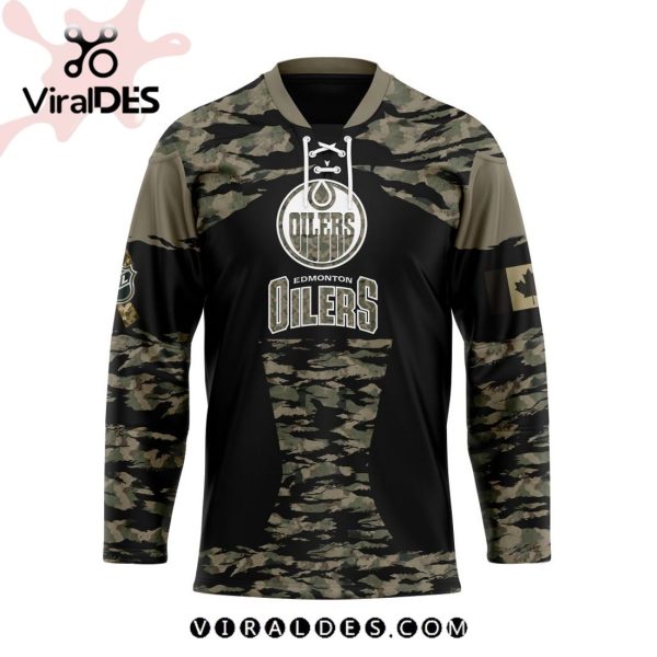 NHL Edmonton Oilers Personalized Camo Hockey Jersey Honoring Veterans