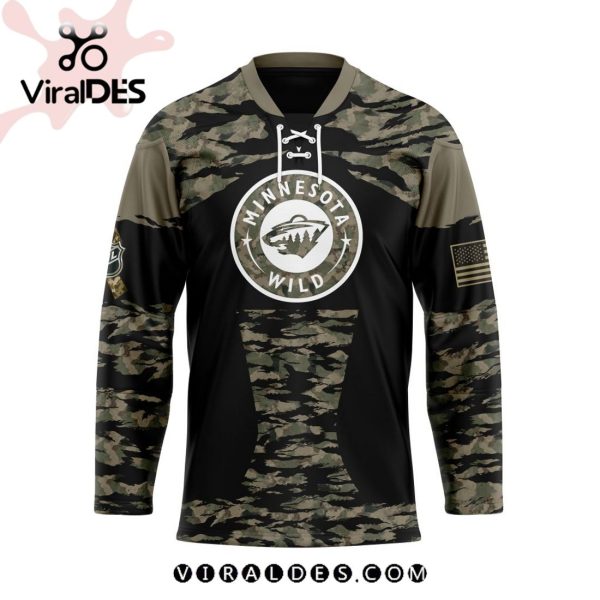 NHL Minnesota Wild Personalized Camo Hockey Jersey Honoring Veterans