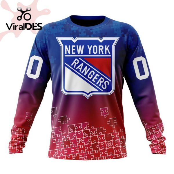 NHL New York Rangers Special Autism Awareness Design Hoodie