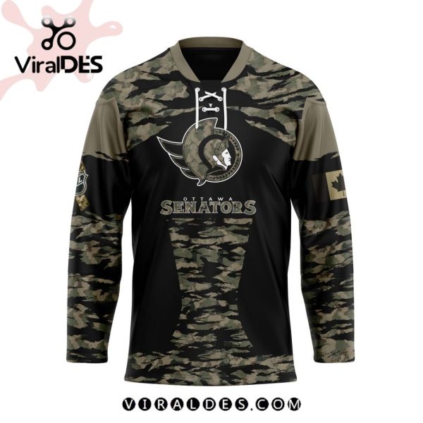 NHL Ottawa Senators Personalized Camo Hockey Jersey Honoring Veterans