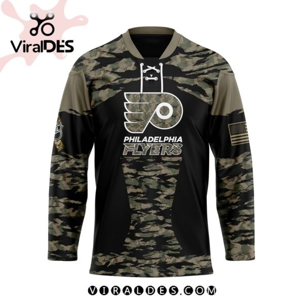 NHL Philadelphia Flyers Personalized Camo Hockey Jersey Honoring Veterans