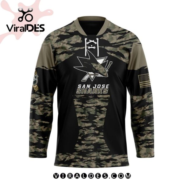 NHL San Jose Sharks Personalized Camo Hockey Jersey Honoring Veterans