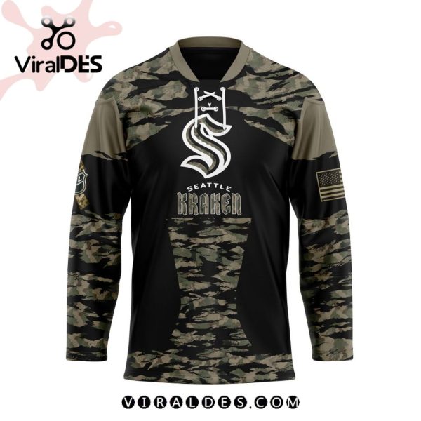 NHL Seattle Kraken Personalized Camo Hockey Jersey Honoring Veterans