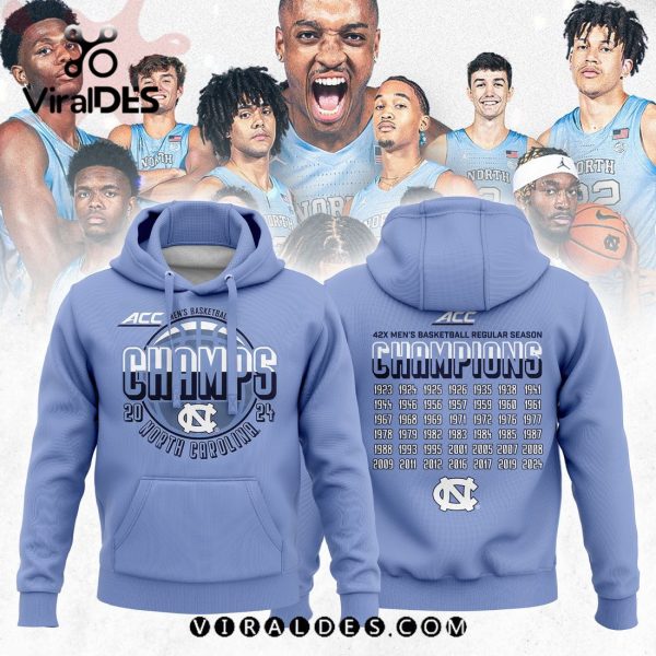 North Carolina Tar Heels 2024 ACC Basketball Regular Season Champions Hoodie