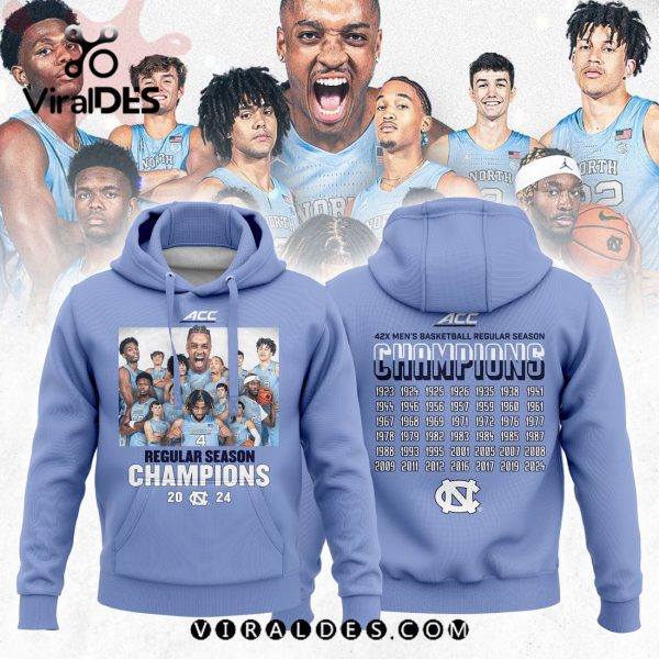 North Carolina Tar Heels 2024 ACC Basketball Season Champions Hoodie