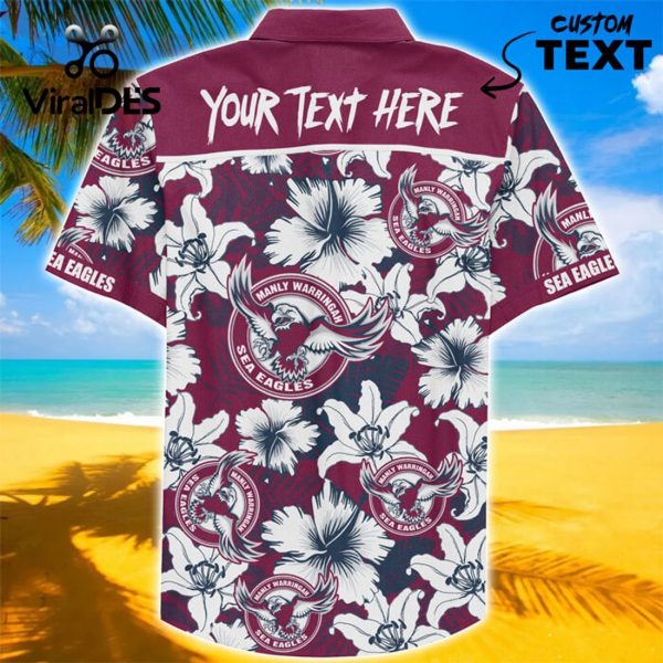 NRL Manly Warringah Sea Eagles Custom Text Hawaiian Shirt